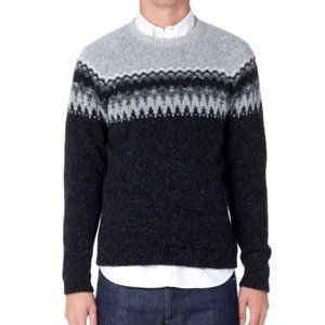 Norse Projects Birnir Fair Isle Alpaca Knit Charcoal Melange Size M